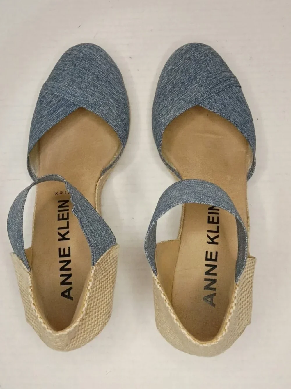 Anne Klein Zatia Denim Espadrille Wedge Sandals Blue Women's Size 8.5M